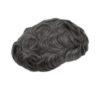 Perruques homme Postiche en cheveux humains naturels avec gris for homme, prothèse capillaire dentelle suisse, perruque indienne PU for(1B40#)