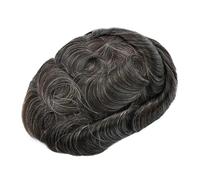 Perruques homme Postiche en cheveux humains naturels avec gris for homme, prothèse capillaire dentelle suisse, perruque indienne PU for(220#)