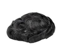 Perruques homme Postiche en cheveux humains naturels avec gris for homme, prothèse capillaire dentelle suisse, perruque indienne PU for(1B10#)