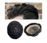 Perruques homme Postiche for Homme Perruque Cheveux Naturels Base Mono et NPU Fine Indiens Rémy Prothèse Droit/Ondulé 30mm Système de Toupet(Straight Hair 130%,9x11)