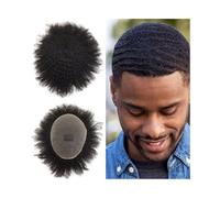 Perruques homme Système de cheveux humains Afro bouclés toupet for hommes 8x10 pouces dentelle française douce prothèse capillaire masculine