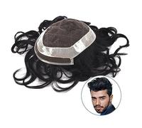 Perruques homme Système de remplacement cheveux 6 pouces × 8 Toupet for hommes dentelle suisse et PU autour des morceaux avant en ligne naturelle densité 150% indiens Remy perruque masculine