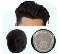 Perruques homme Système de remplacement cheveux naturels for hommes, postiche lisse, perruque en soie PU, unité toupet, prothèse capillaire for(12x17CM)