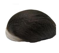 Perruques homme Système de remplacement toupet for hommes pièces cheveux humains européens prothèse capillaire dentelle suisse avant avec PU autour des(Jet Black)