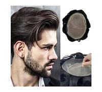 Perruques homme Toupet for hommes Australie-Double couche de dentelle avec perruque base en PU 7 × 9 "Prothèse cheveux masculins respirants Densité 130% Unités systèmes humains naturels(Straight)