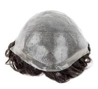 Perruques homme Toupet for hommes avec des cheveux humains indiens postiche respirante for homme 0,06-0,08 système capillaire à peau ultra fine toupet for boucle en V complète(30mm Wave 120%,6x8)