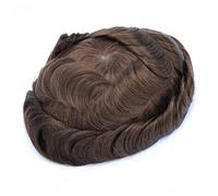 Perruques homme Toupet for hommes postiche durable 0,1-0,12 mm injection PU peau homme perruque 30 vague indien système de remplacement cheveux humains prothèse masculins(30mm Wave 130%,6x8)