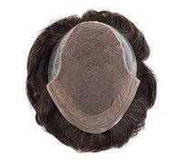 Perruques homme Unités du système de cheveux humains Postiches ondulées for hommes dentelle française PU toupet indien Remy perruques naissance des naturelle respirant prothèse masculins(130%,7x10)