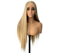 Perruques Lace Front synthétiques blondes longues et lisses for femmes, perruque sans colle avec naissance des cheveux naturelle for usage quotidien Effet naturel et Volumineux(26 inch)