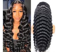 Perruques Lace Front Wigs Uesoels, cheveux humains, Loose Deep Wave, 13x4, perruques Lace Frontal Wigs transparentes, pré-épilées avec des cheveu