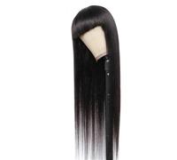 Perruques lisses en cheveux humains avec frange, densité 150, sans colle, fabriquées à la machine, for femmes Hair Extensions Pièces Wigs(Natural black,24inch)