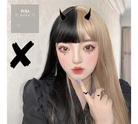 Perruques Lolita avec frange noir mélangé or partie centrale Ombre longs cheveux raides fête personnalisée Cosplay perruques pour femmes + casquette gratuite M30