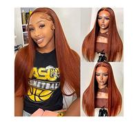 Perruques Longue ligne droite brésilienne Remy cheveux Orange 13x4 HD dentelle avant perruques cheveux humains 180% brun moyen suisse dentelle avant perruques for les femmes Perruque dames(Size:10inch