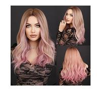 Perruques Longue perruque blonde ondulée ombrée for les femmes cosplay quotidien naturel partie centrale synthétique rose perruques résistant à la chaleur Lolita perruque Perruque