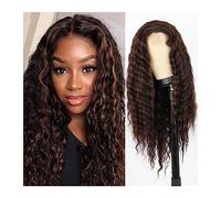 Perruques Longue Perruque Ondulée Synthétique Noire pour Femmes, Brun, Noir, Bordeaux Blond, Perruque pour Fête Quotidienne Cosplay Perruque Carnaval (Couleur : 3)