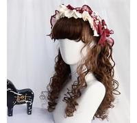 Perruques Longues Bouclées Crépues Rétro Pour Femmes Perruque Cosplay Lolita Marron Foncé Princesse De La Cour Perruque De Coiffure Ressemblant À Une Poupée Mignonne