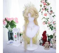 Perruques Longues Boucles Romantiques Pour Femmes Peinture À L'huile Personnage Coiffure Costume De Princesse Perruque Avec Frange Bouclée Halloween Cosplay Play (Or)