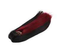 Perruques Longues et Droites de Poupée à la Mode avec Frange, Perruques de Poupée à Rotule 1/4 en Fibre Douce Bicolore, de Remplacement de Résistante à la Chaleur (Noir Vin Rouge)