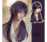 Perruques Longues Et Droites Pour Femmes Perruque De Style Lolita Superposée Cheveux De Méduse Coupés De Loup Avec Frange Pour La Fête D'halloween (Purple)