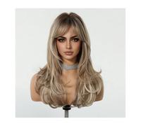 Perruques Longues Ombrées Couleur Caramel Pour Femmes, Perruques Ondulées Bouclées De 61 Cm Avec Frange, Fibres Synthétiques Résistantes À La Chaleur Pour Une Utilisation Quotidienne En Soirée.