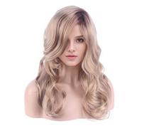 Perruques longues ondulées brunes pour femme, perruque moelleuse avec frange en fibre résistante à la chaleur, perruque longue bouclée, convient pour un usage quotidien, Noël, cosplay