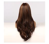 Perruques longues ondulées pour femme - Perruque synthétique avec frange - Marron noir doré - Perruque complète - Cosplay - Cheveux pour femme - Perruque pour carnaval