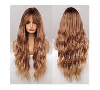 Perruques Longues perruques blondes brunes avec frange vague d'eau cheveux ondulés résistants à la chaleur perruque synthétique for les femmes Daliy Natural Lolita Perruque
