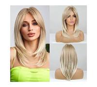 Perruques Longues perruques blondes en couches for femmes perruque synthétique avec frange aspect naturel cheveux raides à haute température for le quotidien Perruque