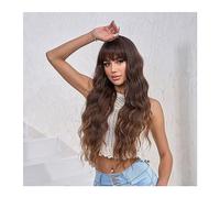 Perruques longues perruques ondulées, perruque marron avec frange, perruques synthétiques naturelles pour femme, fête, cosplay, perruque résistante à la chaleur, perruque de cheveux en fibre