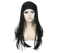 Perruques longues tress es Aimole, cheveux au crochet, enti rement tress s la main avec bandeau, demi-perruque (1-Noir)