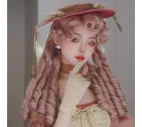 Perruques Luxueuses À Longues Boucles En Spirale Pour Femmes 60cm Perruque Rétro Élégante Perruque Cosplay Lolita Court Pour La Fête D'halloween Tenue Quotidienne (Pink)
