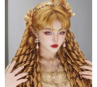 Perruques Luxueuses À Longues Boucles En Spirale Pour Femmes 60cm Perruque Rétro Élégante Perruque Cosplay Lolita Court Pour La Fête D'halloween Tenue Quotidienne (Or)