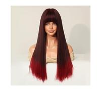 Perruques Naturel Faux Cheveux Quotidien Cosplay Perruque for Femmes Ombre Brun Blonde Perruques Longue Ligne Droite Synthétique Perruques avec Frange Haute Température Perruque dames(Color:MW9053-1)