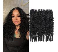 Perruques naturelles birmanes bou s, tissage rapide, ondulées, humides et ondulées, noir naturel, lot de 3, 3C4A, for femmes Wear and Go(18inch)