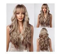 Perruques Ombre Blond Cendré Vague Synthétique Perruques avec Frange, Perruque de Cheveux Naturelle Cosplay pour Femmes, Quotidien, Résistant à la Chaleur Perruque Fashing (Couleur : LC2108-1)