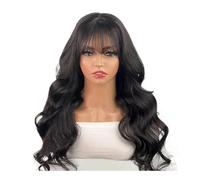 Perruques Ondulées En Cheveux Humains Avec Frange, Sans Lacet, Densité 180, Sans Colle, For Femmes Noires, Couleur Naturelle Postiche Cheveux Femme(20inch)