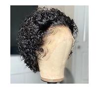 Perruques ondulées en dentelle Pixie Cut Perruque de 15,2 cm Cheveux humains brésiliens courts bouclés Perruques transparentes Dentelle 150 % Densité Partie en T Perruque frontale pour femme Perruque
