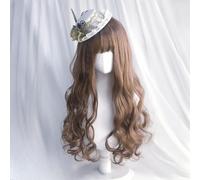 Perruques Ondulées Longues Et Bouclées Pour Femmes, Bandeau Complet Marron, Perruque Naturelle Et Moelleuse Avec Frange Pour Un Usage Quotidien, Fête Cosplay Halloween