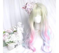 Perruques Ondulées Longues Multicolores De Rêve Pour Femmes Halloween Perruque Cosplay Lolita Douce Bandeau Complet Cheveux Synthétiques