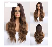 Perruques ondulées synthétiques blondes longues compatible with femmes Cosplay Profond Wave résistantes à la chaleur des cheveux naturels(LC179-1N)