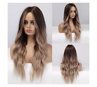 Perruques ondulées synthétiques blondes longues compatible with femmes Cosplay Profond Wave résistantes à la chaleur des cheveux naturels(LC179-10)