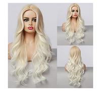 Perruques ondulées synthétiques blondes longues compatible with femmes Cosplay Profond Wave résistantes à la chaleur des cheveux naturels(LC014-1)