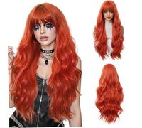 Perruques orange pour les femmes 28 Costume d'Halloween ajusté à la perruque orange longue ondulée pour le club de cosplay de fête
