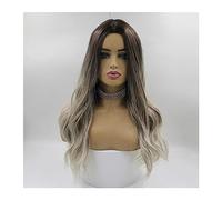 Perruques Partie moyenne cheveux résistants à la chaleur for la fête quotidienne longue brune blonde Ombre perruque naturelle ondulée bonne qualité perruques synthétiques for les femmes Perruque dames