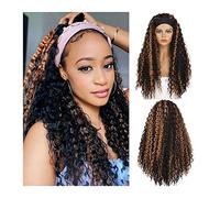 Perruques Perruque bandeau bouclé perruque Highlight synthétique bandeau perruques for femmes noires 71,1 cm de long noir mélangé brun synthétique cheveux perruque for cosplay fête usage quotidien Per
