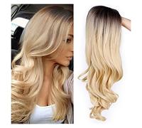 perruques Perruque Big Wave Long Curly Hair Dyeing Gradient Party Wig Partie centrale perruque(01)
