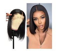 Perruques Perruque Bob droite 13 × 4 Lace Front Perruques de cheveux humains HD Transparent Lace Frontal Wig Pré plumé avec des cheveux de bébé 10-16" Short Malaisie Remy Perruque de cheveux humains P