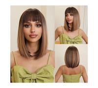 Perruques Perruque Bob synthétique courte avec frange, cheveux naturels résistants à la chaleur, blond rose ombré, perruques Lolita de Cosplay lisses for femmes noires Perruque dames(LC1168-1)