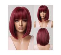 Perruques Perruque Bob synthétique mi-longue lisse de couleur marron avec frange for filles et dames, usage quotidien en Fiber naturelle résistante à la chaleur Perruque dames(LC2071-3)