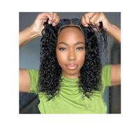 Perruques Perruque bouclée 4x4 en cheveux humains, sans colle, avec dentelle frontale, for femmes, pré-épilée, prête à porter Perruque dames(14inches)